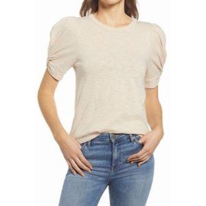 NWT Everleigh Womens T-Shirt Beige Puff-Sleeve